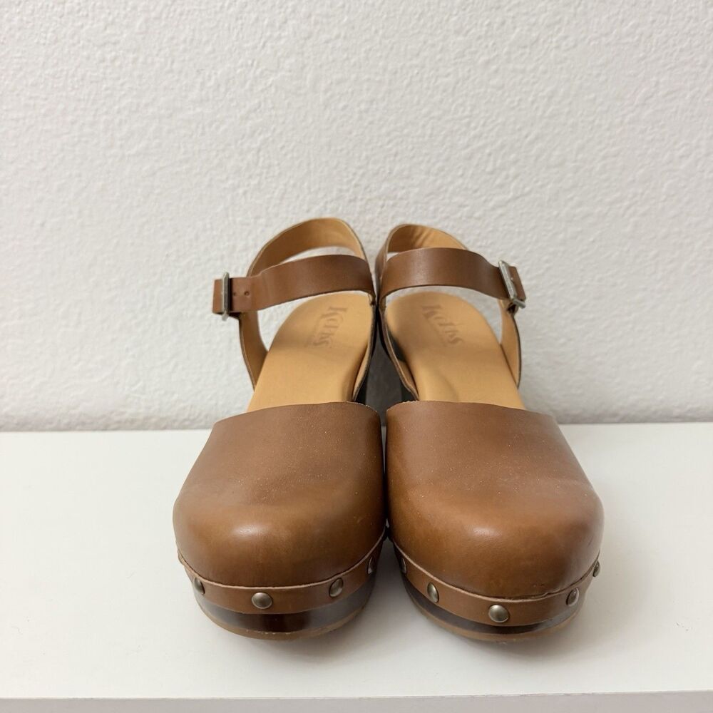 Korks by Kork-Ease Brown Leather Clog Heels Mary Jane Platform Shoes Women 10/42 - Picture 4 of 11